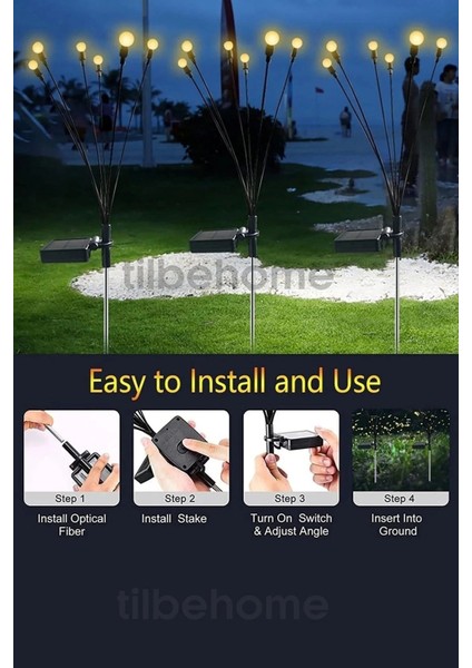 2 Adet 6 Led'li Güneş Enerjili Ateş Böceği Çiçek Lamba 12 Adet LED Işık modelleri