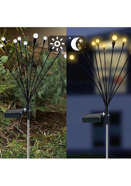2 Adet 6 Led'li Güneş Enerjili Ateş Böceği Çiçek Lamba 12 Adet LED Işık indirimleri