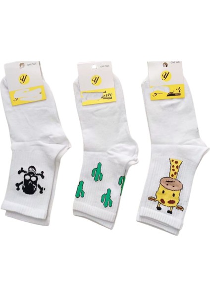 Karakter Baskılı 3'lü Unisex Çorap