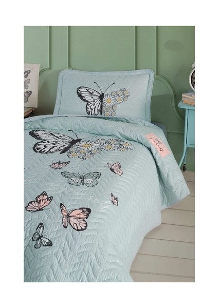 Tek Kişilik Yatak Örtüsü Daisy Love V1 Mint 8696474231120