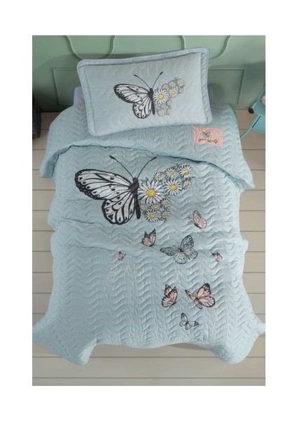 Tek Kişilik Yatak Örtüsü Daisy Love V1 Mint 8696474231120