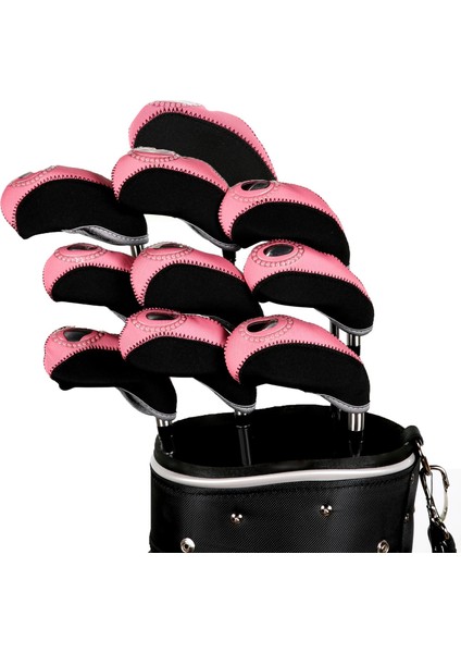 10X Golf Irons Golf Sopası Kılıfı Seti Fairway Woods Için Çift Renkli Başörtüleri Siyah ve Pembe (Yurt Dışından) indirimleri