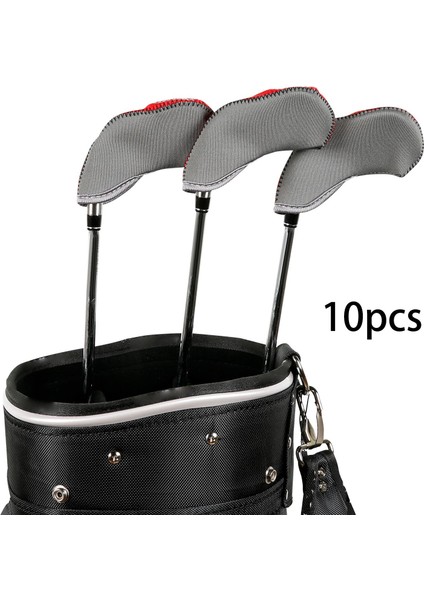 10X Golf Irons Golf Sopası Kılıfı Seti Fairway Woods Için Çift Renk Headcovers Gri Kırmızı (Yurt Dışından)