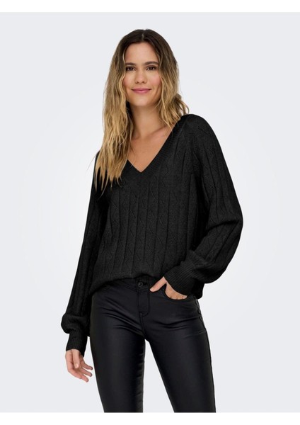 Onllucıa Ls Glıtter V-Neck Knt Kadın Kazak - 15302173