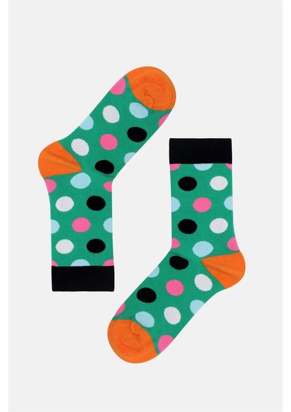 Cozzy Socks Unisex 2'li Renkli Puantiyeli Soket Çorap