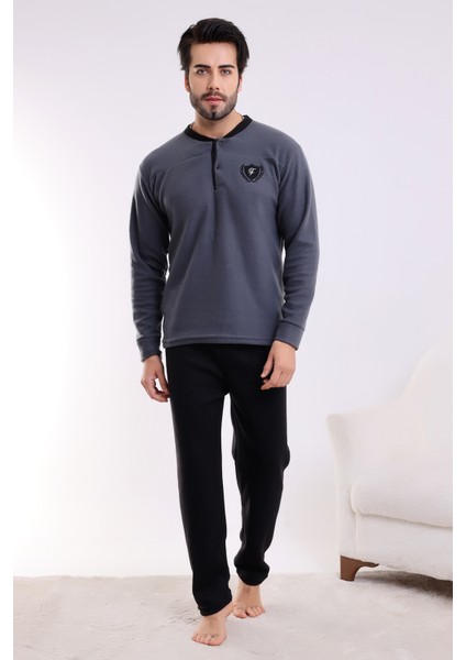 Flkn 7202 Polar Kışlık Erkek Ev Pijama Takımı Uyku Takımı