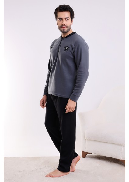 Flkn 7202 Polar Kışlık Erkek Ev Pijama Takımı Uyku Takımı