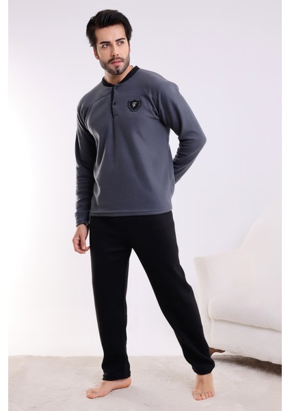 Flkn 7202 Polar Kışlık Erkek Ev Pijama Takımı Uyku Takımı