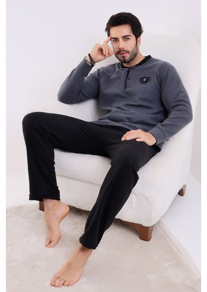 Flkn 7202 Polar Kışlık Erkek Ev Pijama Takımı Uyku Takımı