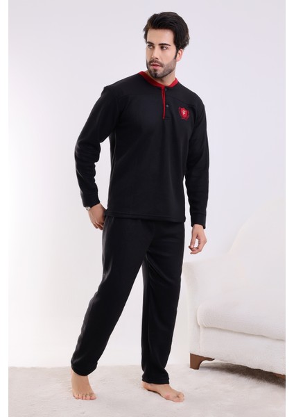 Flkn 7202 Polar Kışlık Erkek Ev Pijama Takımı Uyku Takımı