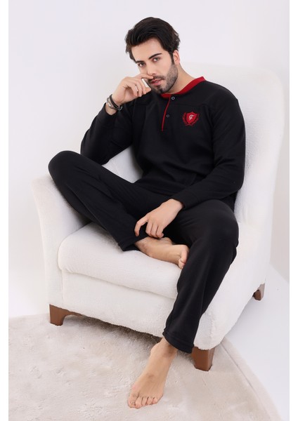 Flkn 7202 Polar Kışlık Erkek Ev Pijama Takımı Uyku Takımı