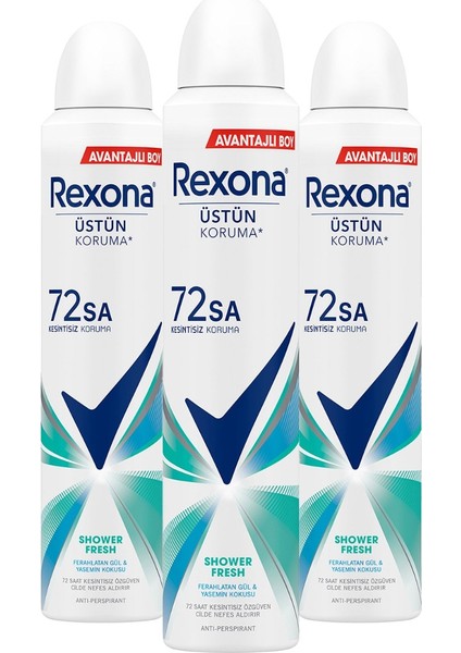 Kadın Sprey Deodorant Shower Fresh 72 Saat Kesintisiz Üstün Koruma 200 Mlx3