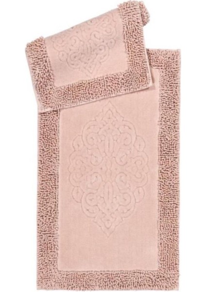 Pamuklu 2li Kare Banyo Klozet Paspas TAKIMI(60X100 60X50) Pudra