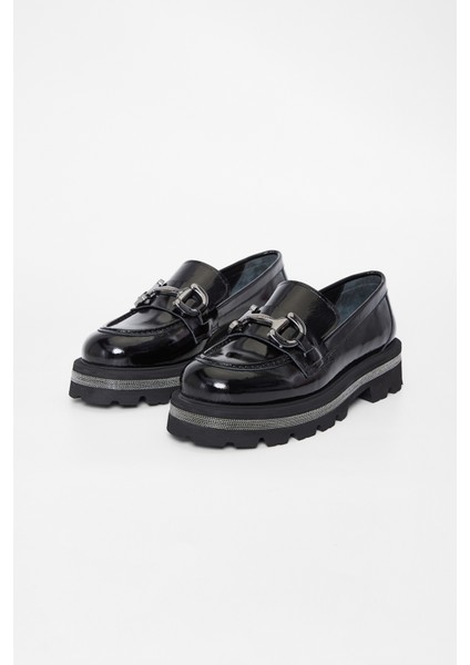 Kadın Siyah Rugan Deri Loafer Ayakkabı 33 77501 Bn Ayk SK23/24 fiyatları