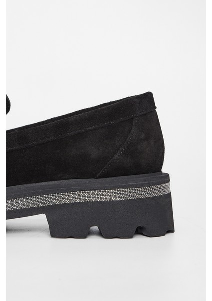 Kadın Siyah Süet Deri Loafer Ayakkabı 33 77501 Bn Ayk SK23/24 indirimleri