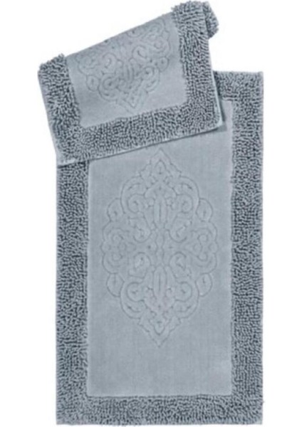 Pamuklu 2li Kare Banyo Klozet Paspas TAKIMI(60X100 60X50) Gri