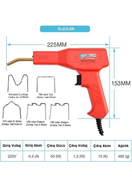 Plastik Zımba Teli Kaynak Makinası 50W/220V+500 Adet Tel
