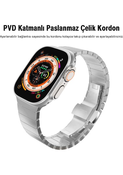 Metal Kordon Apple Watch Ultra/ultra 2 Tokalı Kayış 49MM 44MM 45MM 42MM 41MM 40MM 38MM Metal Baklalı Kordon Apple Watch Serisi 9 8 7 6 5 4 3 2 1 Se (Titanium, 49MM 45MM 44MM 42MM 41MM 40MM 38MM) fiyatları
