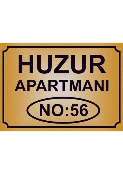 Apartman Kapısı Isimliği ,simli Gold Renkli Aliminyum Levha