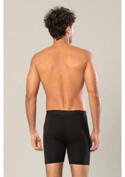 Erdem Siyah Pamuk Elastan Uzun Boxer 1416