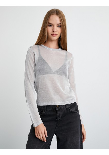 Triko Kazak Bisiklet Yaka Simli Uzun Kollu modelleri