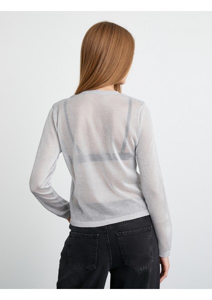 Triko Kazak Bisiklet Yaka Simli Uzun Kollu fırsatları