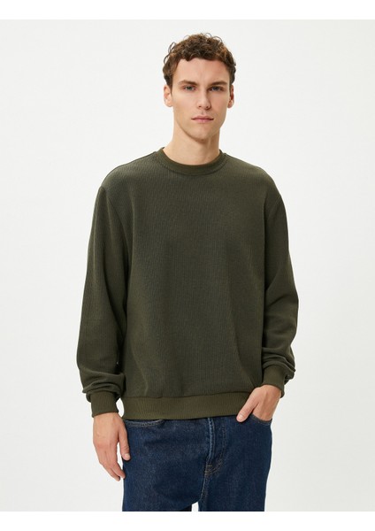 Basic Kazak Bisiklet Yaka Dokulu Uzun Kollu modelleri