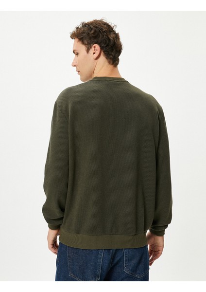 Basic Kazak Bisiklet Yaka Dokulu Uzun Kollu fırsatları