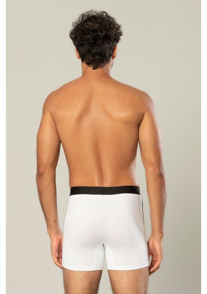 Erdem Beyaz Pamuk Elastan Uzun Boxer 1417