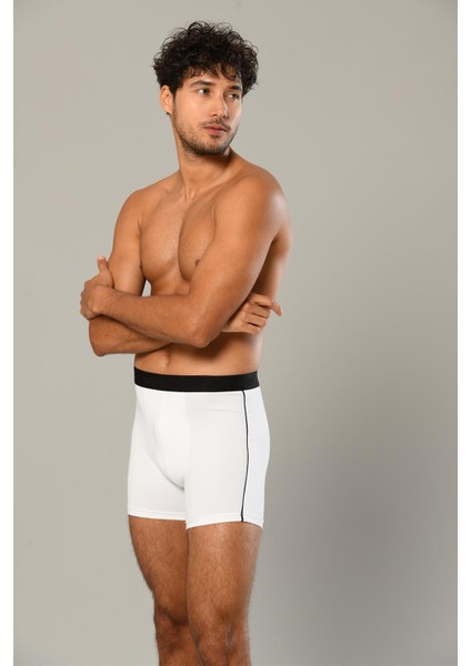 Erdem Beyaz Pamuk Elastan Uzun Boxer 1417