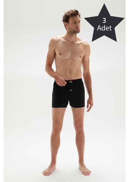 Erdem 3'lü Siyah Penye Boxer 1400