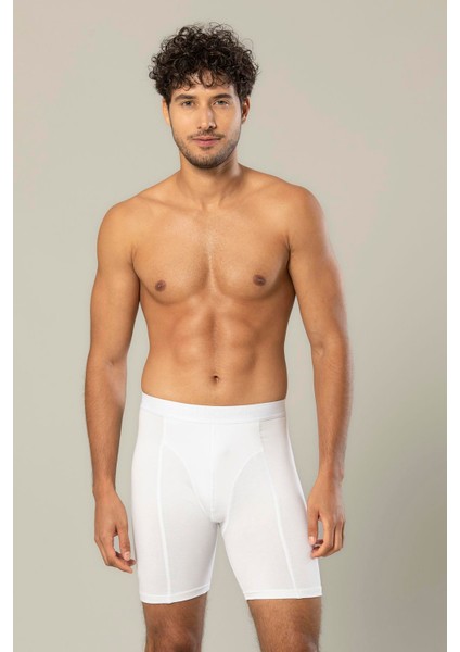 Erdem Beyaz Pamuk Elastan Uzun Boxer 1416