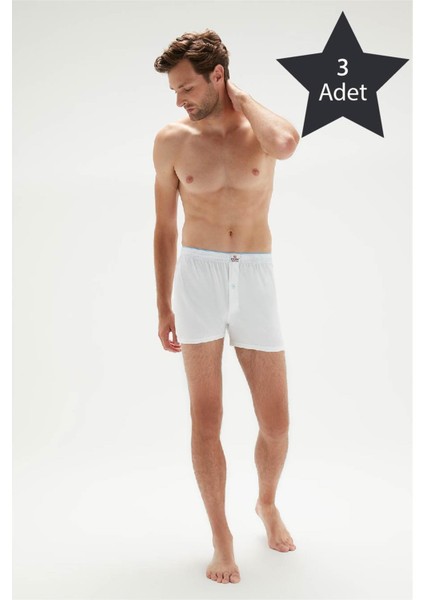 Erdem 3'lü Beyaz Penye Boxer 1400