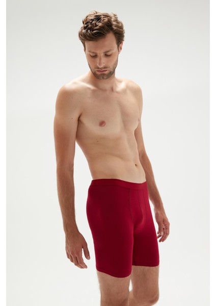 Erdem 3'lü Bordo Erkek Süper İnce Doğal Bambu Uzun Boxer 1013 modelleri