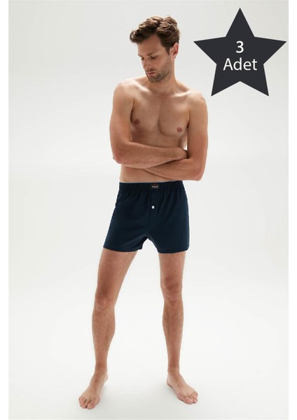 Erdem 3'lü Lacivert Penye Boxer 1400