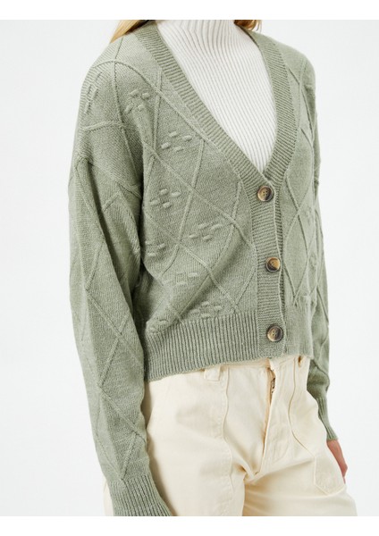 Triko Hırka Düğmeli Dokulu V Yaka Uzun Kollu indirimleri