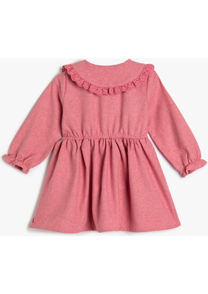 Elbise Bebe Yaka Fırfır Düğme Detaylı Lastik Manşetli fiyatları
