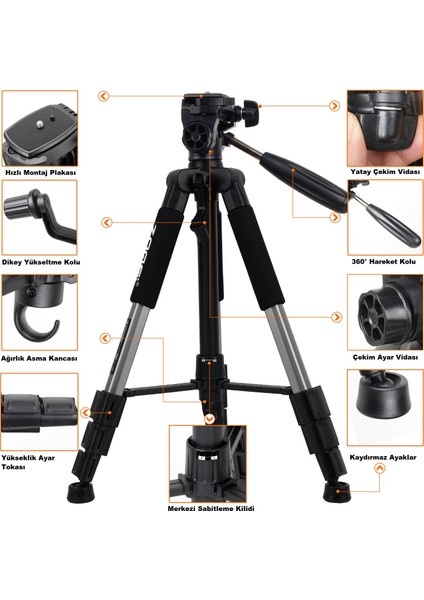 Zomei Q111 Kamera Tripodu Cep Telefonu Alüminyum Alaşım Seyahat Tripodu Hafif Kamera Ayaklı Tripod 3 Yönlü Döner Başlık Hızlı Değiştirme Plakası Cep Telefonu Tutucu ve Çanta 47 – 140 cm indirimleri