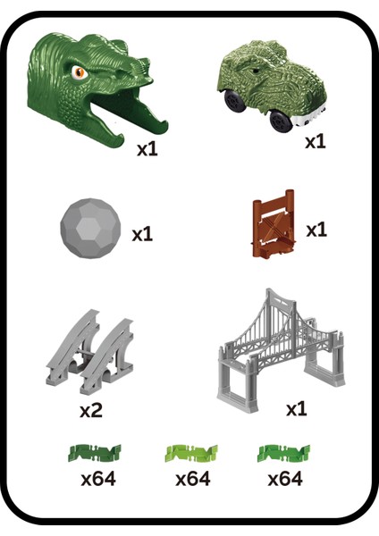 Kayyum Oyuncak Dinosour Tracks 192 Parça Dinozor Temalı Hareketli Raylar Dinozor Araçlı Köprülü