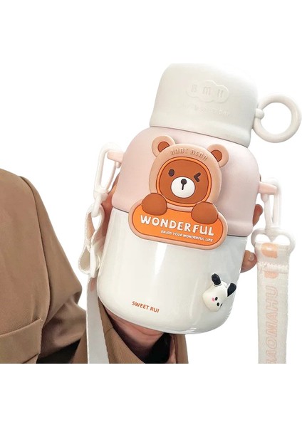 Çocuk Çapraz Açıklıklı Yalıtımlı Su Şişesi 580ML (Yurt Dışından)