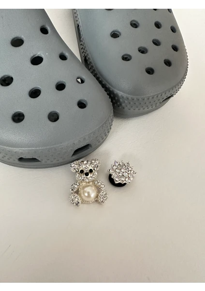 Crocs Terlik Süsü, Terlik Aksesuarı, Taşlı Crocs Süsü, Ayıcık Figürlü Crocs Taşı, 2'li Aksesuar