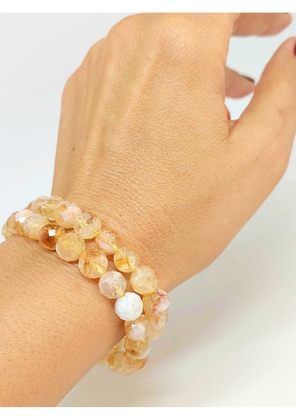 Sitrin Taşı Faset Kesim 8mm Unisex Ikili Bileklik (42550)