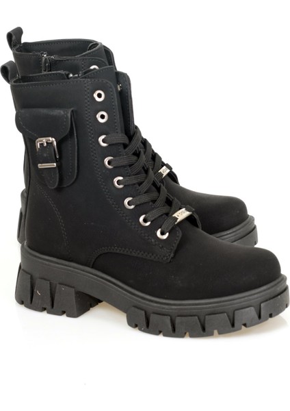 2573 Wickers Siyah Nubuk Kalın Taban Bayan Bot