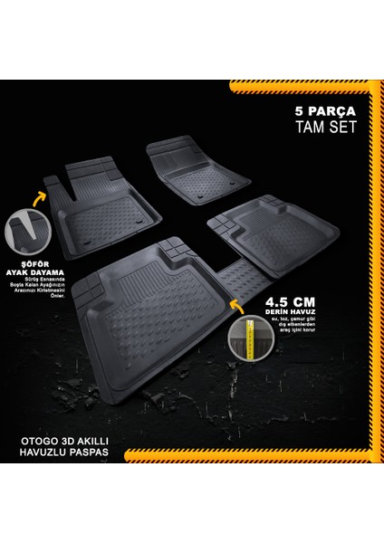 Audi A5 2020 Universal Otogo 3D Havuzlu Paspas