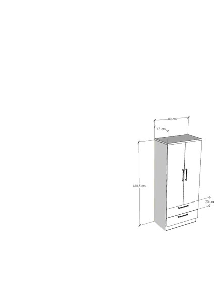 Iki Kapaklı  Iki Çekmeceli Dolap
