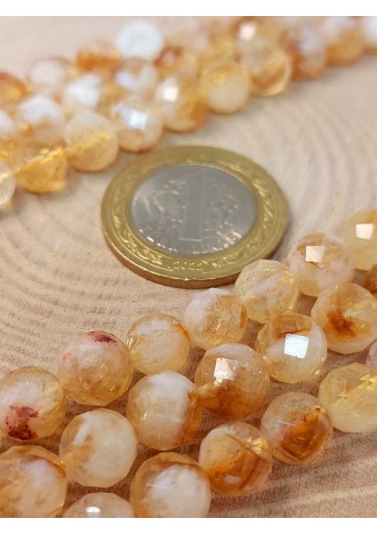 Sitrin Taşı Faset Kesim Yarım Dizi 8mm (18CM Uzunluğundadır) (42550)