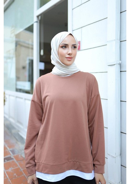 Kadın Eteği Garnili Sweat BRC1702 Kahve modelleri