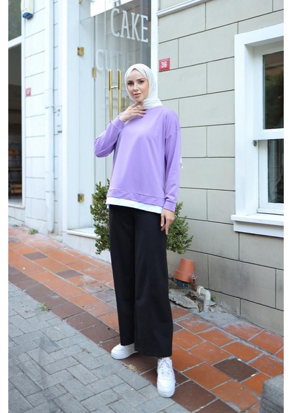 Kadın Eteği Garnili Sweat BRC1702 Lila