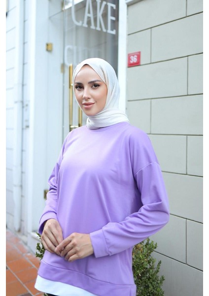 Kadın Eteği Garnili Sweat BRC1702 Lila