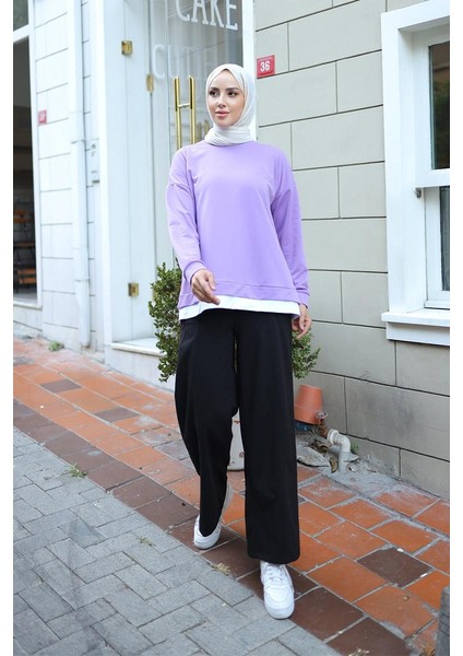 Kadın Eteği Garnili Sweat BRC1702 Lila